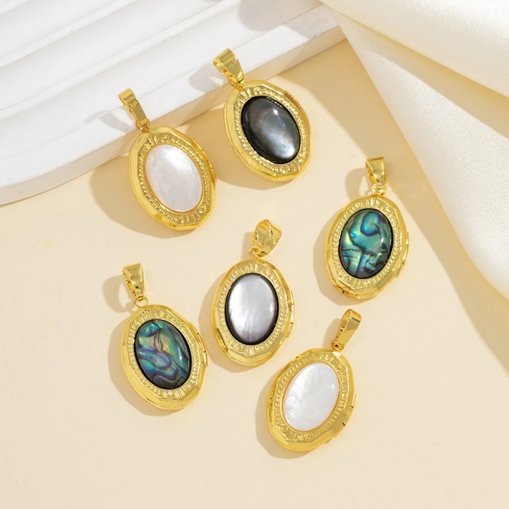 1 قطعة 16.5x30 مللي متر قذيفة الطبيعية البيضاوي الذهبي اللون ملفوفة قلادة جالبة للحظ لصنع عقد دي اي واي أقراط مجوهرات اكسسوارات