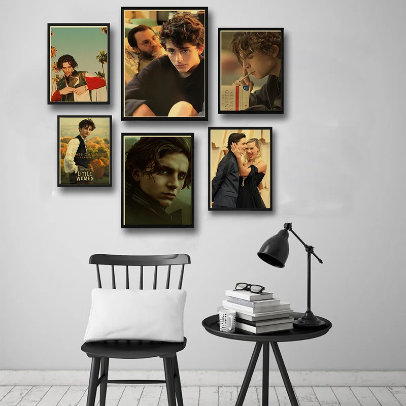 Timothee Chalamet Retro Canvas Painting Poster Prints Posters Home Room Bar Cafe Movie Theater Decor Aesthetic Art Wall Painting