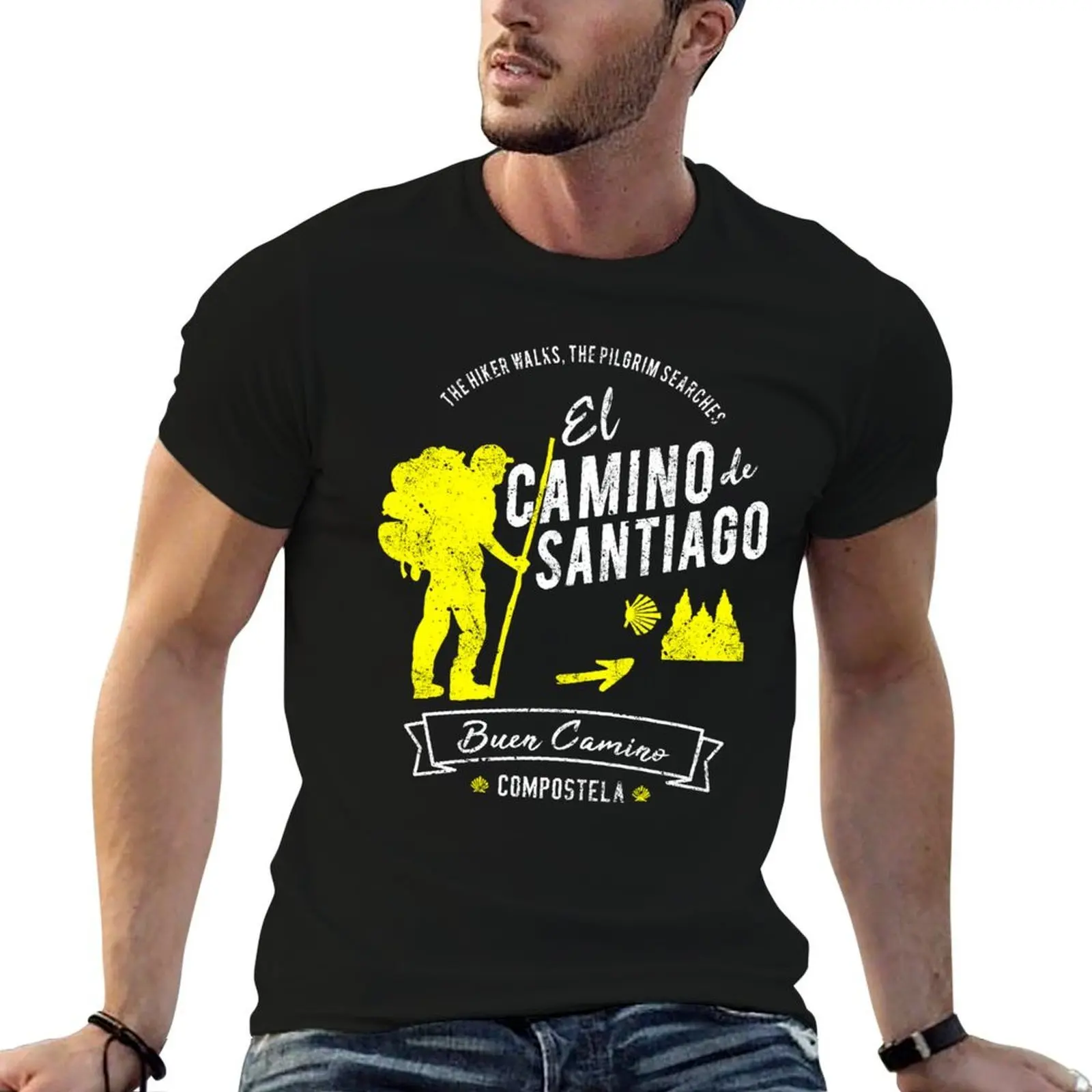 

funny shirts t Buen Compostela Camino cotton de Santiago. t T-Shirt shirt cotton man heavy Peregrino