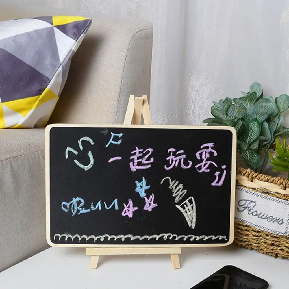 Kids Wipeable Desk Display Guide Board Writting Mini Blackboard Chalkboard With Stand Wooden Easel Reminder Board