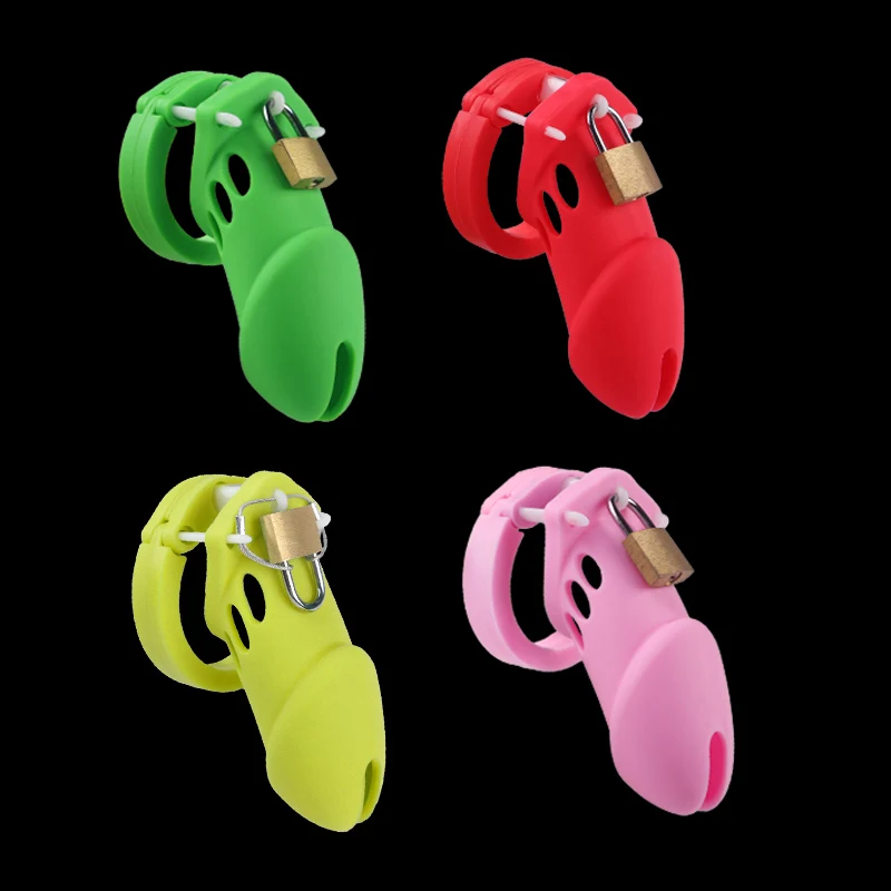 Silicone Chastity Cage Male Cock Lock With 5 Sizes Penis Ring Chastity Belt Sextoys For Men Stretcher BDSM Gay Sex Shop