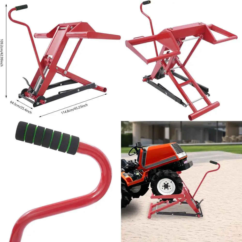 

Adjustable 350lb Capacity Steel Lawn Mower Lift Jack with 25.4in Height for Garden Tractors and ATVs (Red)