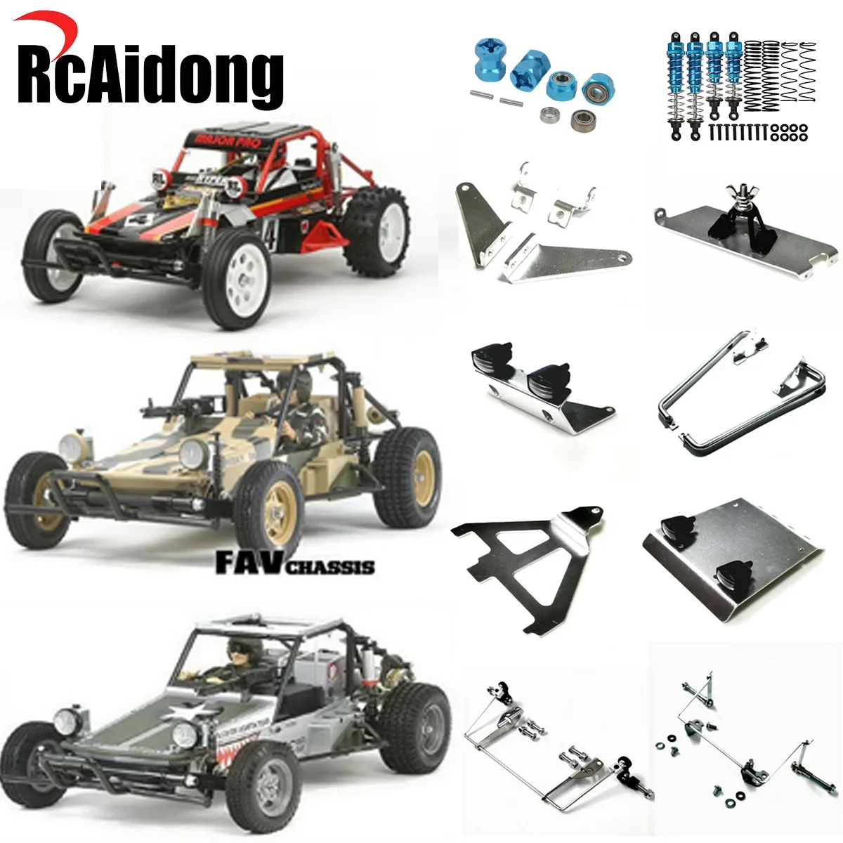 RcAidong Aluminum Option Parts /Truck Accessories/Shock Absorbers/Bumper for TAMIYA Wild One/Fast Attack RC Car Upgrades