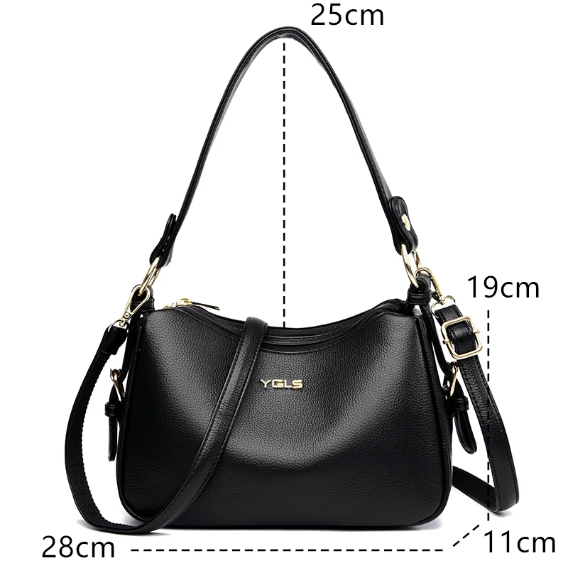 Women Fashion Handbag High Quality Soft Leather Underarm Bag Large Capacity Female Shoulder Messenger Bag Solid Color Tote Bags