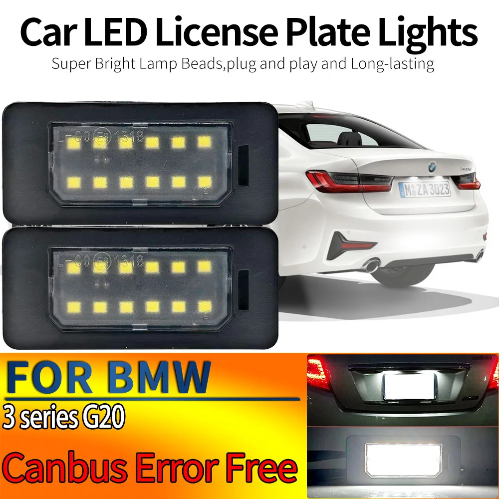 2 Stück Canbus Fehlerfreie LED-Kennzeichenbeleuchtung für BMW 3er G20, Weiß, 12V, Plug-and-Play