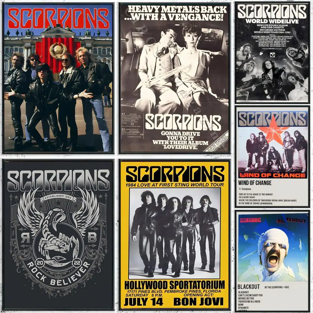 Scorpions 80s Rock Band Poster HD Waterproof Wall Decal for Study, Living Room & Garage, DIY Great Gift for Fans