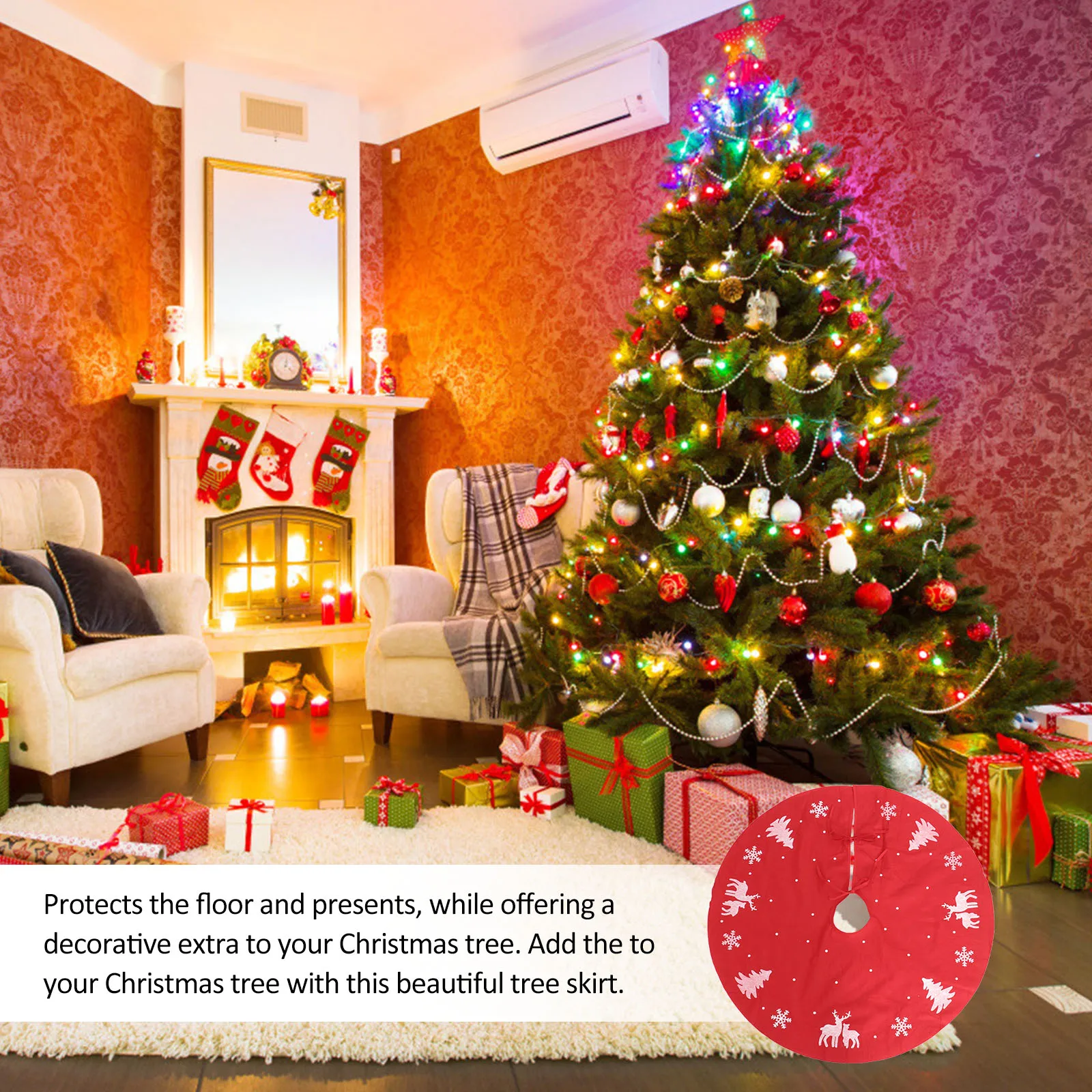 

Christmas Tree Skirt White Xmas Decor Supplies Small Decorations Holiday Festive Mat Home Hotel Decor Tree Bottom Cover