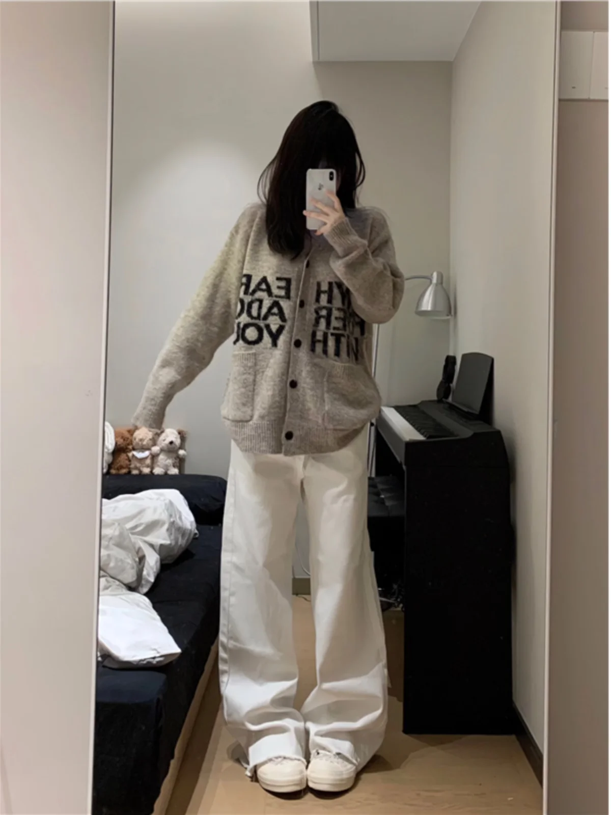 

Soft Sweater Cardigan Men Women Autumn Winter Letter Embroidery Lazy Sle Knitted Outerwear Casual V-Ne Long Sve Top