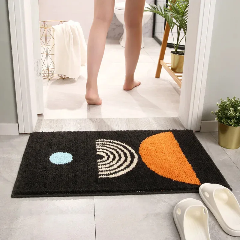 VIKAMA Modern Abstract Art Bath Mat, Soft Fluffy & Non-Slip, Ultra-Absorbent Quick Dry Shower Mat for Luxury Bathroom & Vanity