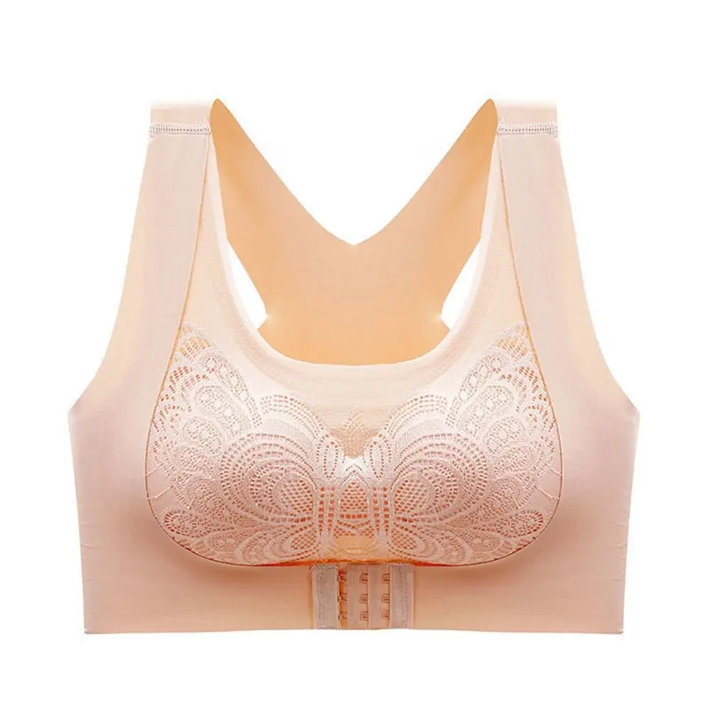 Solid Color For Women Full Cup Cross Beauty Back Crop Top Seamless Push Up Bra Gathered Bra Tank Top Front Closure Bra