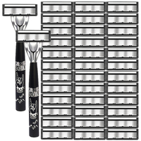 Men's Manual Razor Holder Blade Handle Shaver for Men Shaving Kit 6 Layer Blades Face Hair Remove Beard Compatible with General