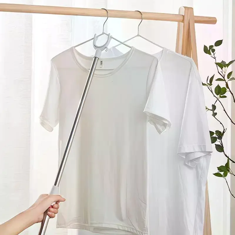 Telescopic Clothes Pole Retractable Adjustable Length Non-Slip Hanging Clothes Hanger For Closet Laundry Hanging Tool Reach