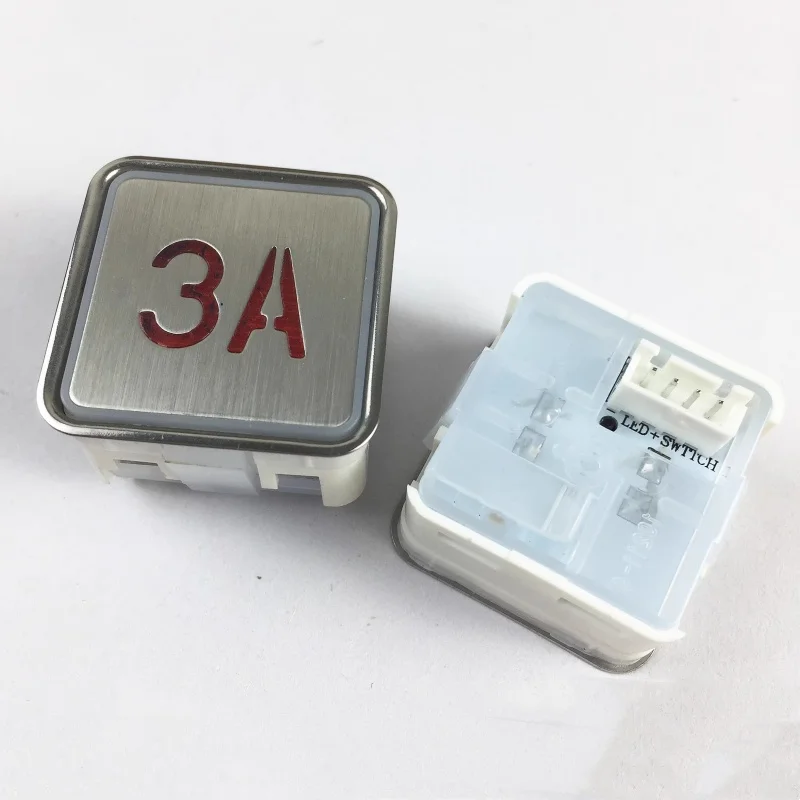 5PCS Elevator Button MTD270 Red Light Square 33*33MM Elevator Accessories Without Braille