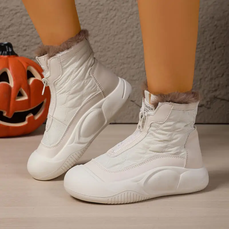 

Soft Thick Bottom Furry Sneakers Women 2025 Winter Warm Long Plush Woman's Casual Shoes Comfort Non Slip Fluffy Fur Snow Boots