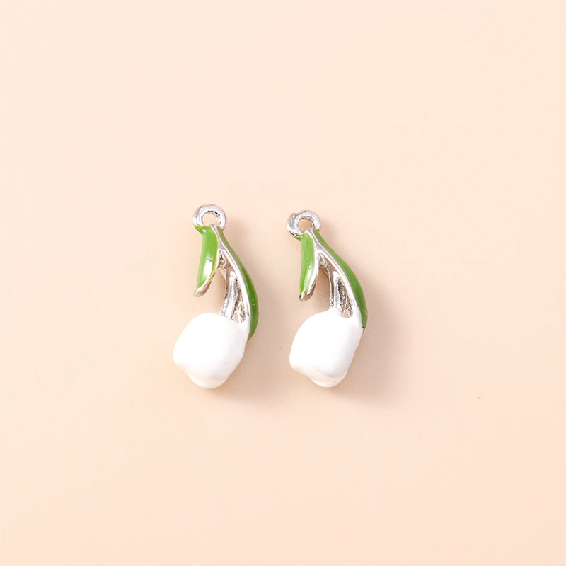 5 Stück 7 x 17 mm niedliche Emaille-Tulpenblumen-Anhänger für die Schmuckherstellung, Ohrringe, Halsketten, Armbänder, Zubehör, DIY-Geschenke – Detail 11