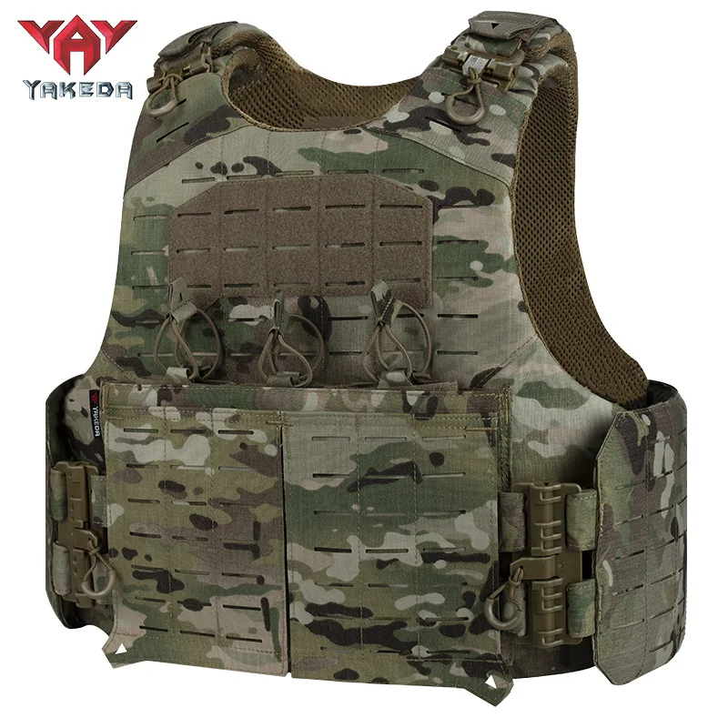 Kamizelka taktyczna YAKEDA Plate Carrier Quick Release Laser Cut PALS Polowanie Szkolenie MOLLE Multicam Kamuflaż