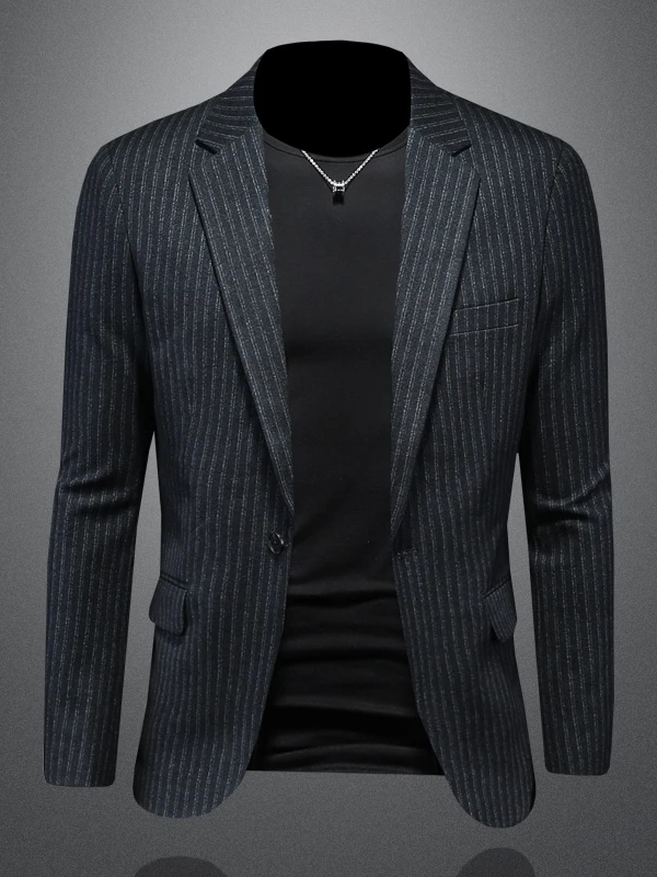 

Men's Thiened Casual Slim Fit Stripe Suit Jaet Busin Leisure Autumn Winter New Sle Faion Brand Chinese Label