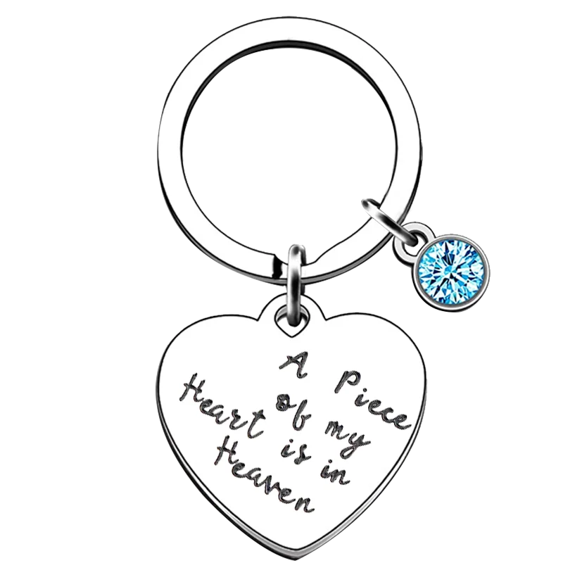 Cute Heart is in Heaven Memorial Gifts Keychain Loss of Loved One Key Chain Pendant Jewelry Sympathy Gifts for Women Sister