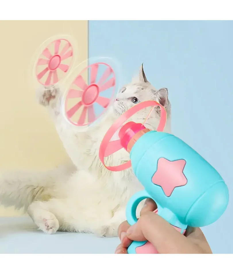 

Funny Cat Toy Interactive Launch Pet Training Toy For Kitten Mini Flying Disc Shooting Gun Chasing Games Cat Toys Pet Supplies