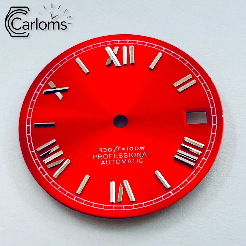 28,5mm NH35 Uhrenzifferblatt Schwarz Blau Grün Rot Silber Steriles Uhrenzifferblatt Hochwertige Uhrenmodifikationsteile – Detail 5