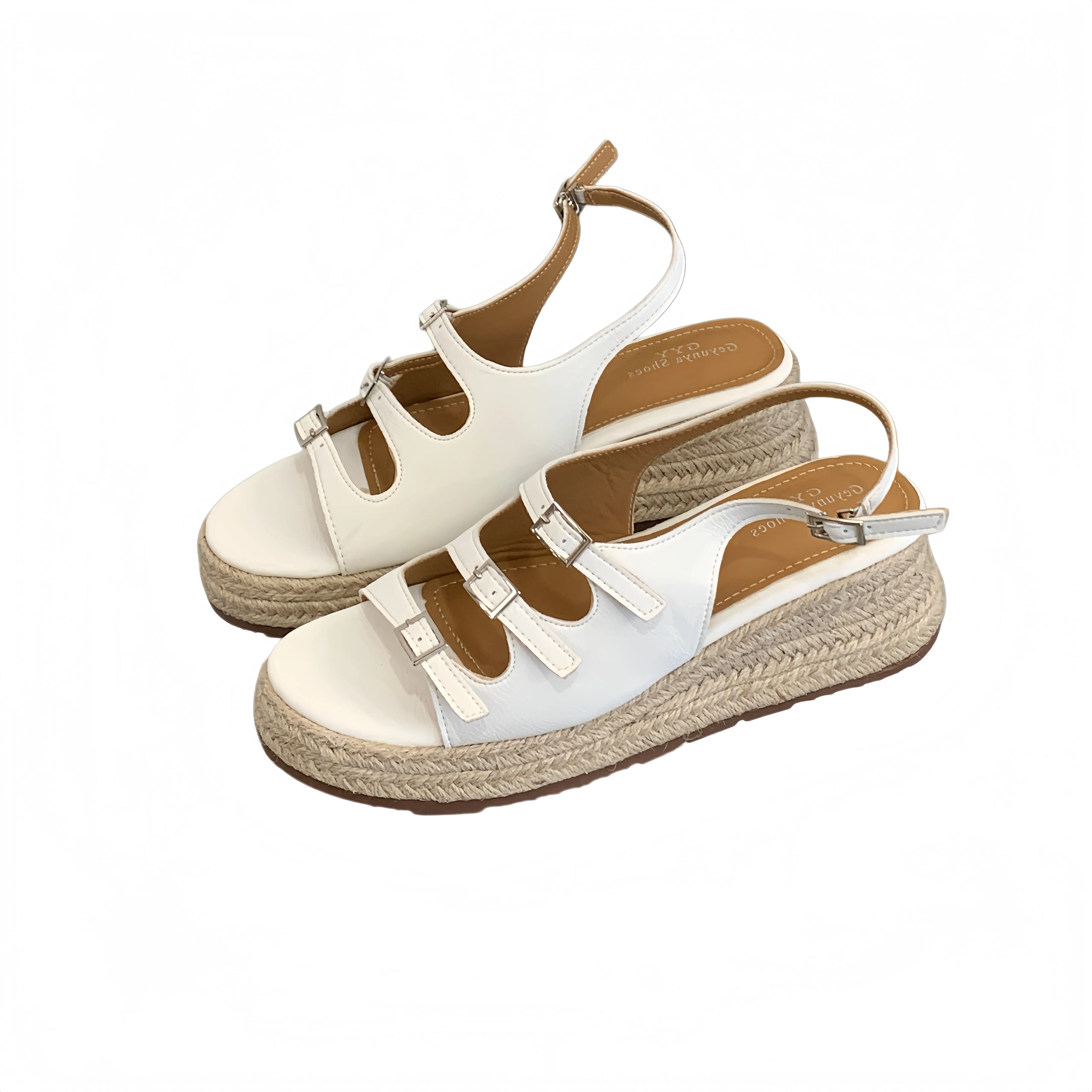 2026 Platform Wedge Low Heel Rope Straw Woven Weave Sandals Rome Gladiator Shoes Summer Strappy Flat Mules Outdoor Slides Summer