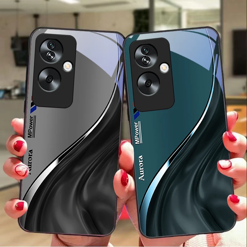 Water flow pattern For Oppo A79 5G 58 78 74 60 4G Reno 11F Realme GT 6 11 Note 50 10 C55 X2 Tempered glass black phone case