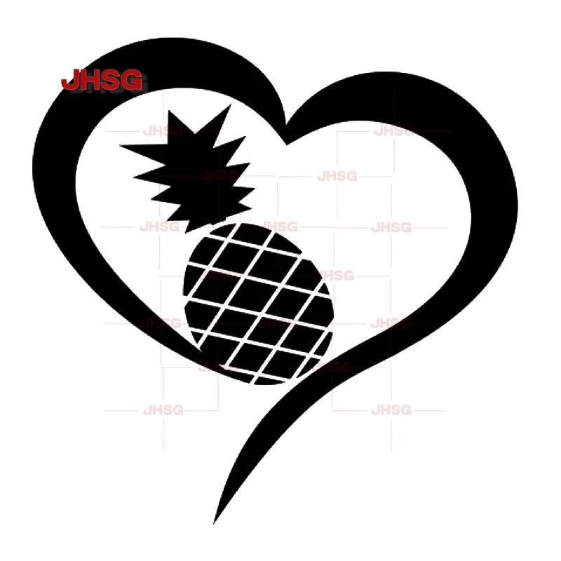 

15 * 15cm Pineapple Heart Vinyl Sticker Car and Motorcycle Bumper Window Decoration New JDM Drift Vinyl Veneer Waterproof PVC