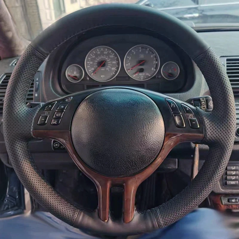 Custom Car Steering Wheel Cover E46 2000-2006 5 Series E39 2000-2003 E53 X5 2003 Z3 E36 Steering Wheel Cover For BMW 3 Series