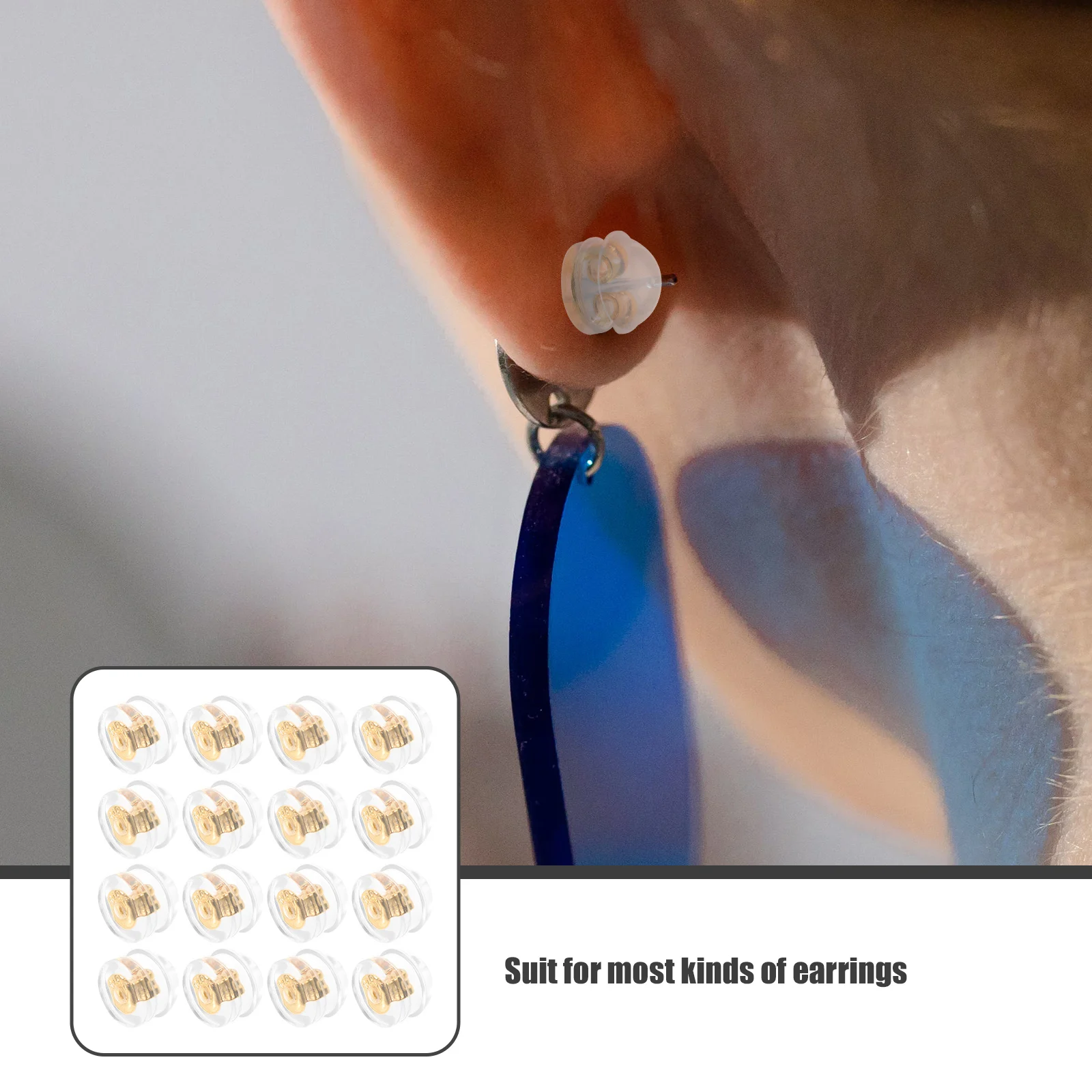 

HOODANCOS Gold Locking Earring Backs 50pcs Silicone Replacements Secure Flat for Hooks