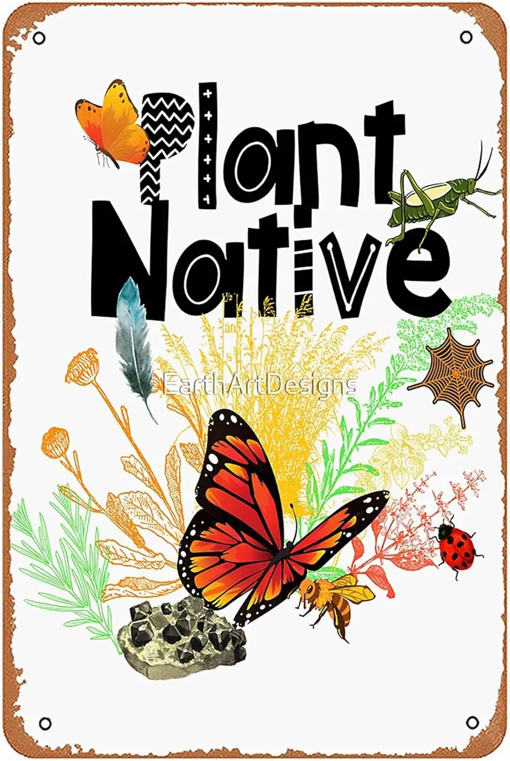 Retro Funny Metal Tin Sign Plant Native Design Wall Art Bar Wall Art Farm Man Cave Kitchen Home 12x8Inches