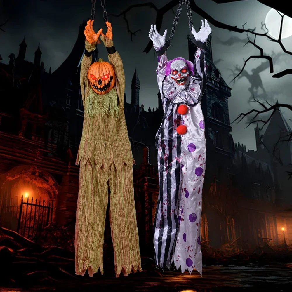 

Hanging Ghost KTV Bar Halloween Decorations Ghoul Halloween Horror Props Ghost Lighted Eyes Body Haunted House Garland Doll