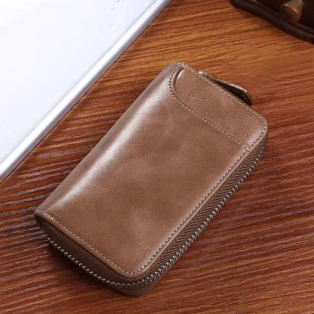 Multi-functional Retro Key Organizer Pouch Fashion Portable Car Key Wallet Zipper Large Capacity Key Storage Pouch Commuting Use