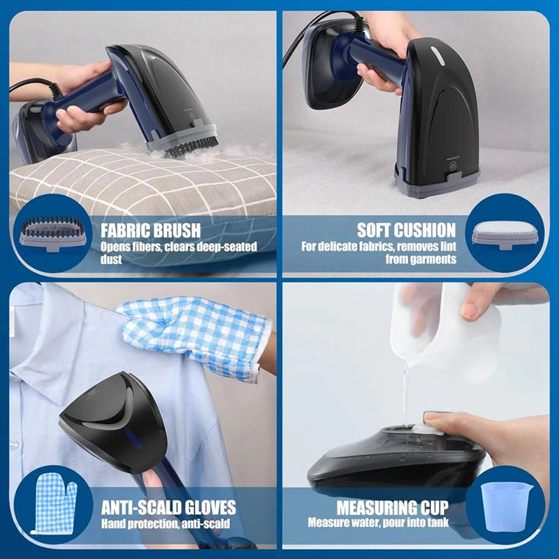 B99A-Powerful Handheld Fabric Steamer - 1800W With Fast  Heat-Up Plate, 2-In-1 Ironing & Wrinkle Remover,US Plug