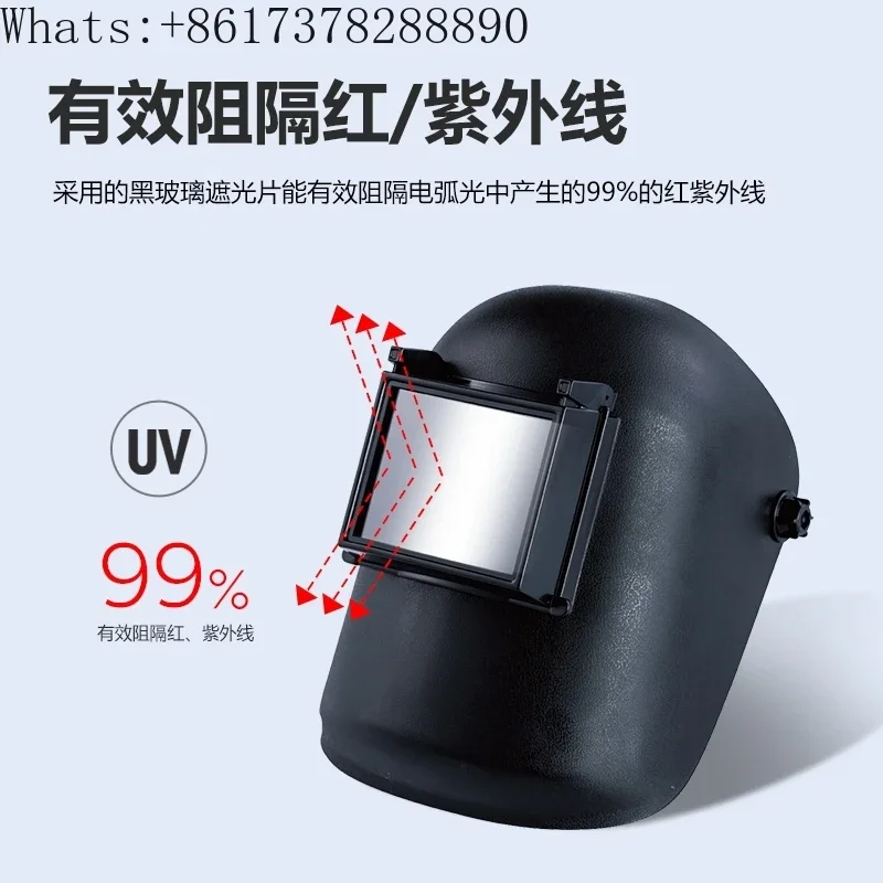 FG-2 welding face mask for , argon arc  flip cover, black glass with safety helmet, welding protective  cap