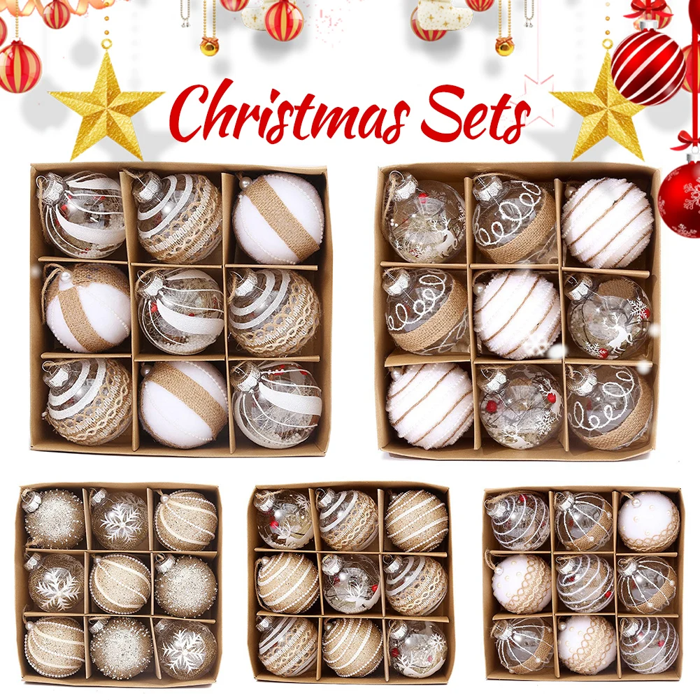 

Decor Christmas Balls Home Wedding Xmas 9PCS Christmas Tree Decorations For Holiday Hanging Ornaments Set 2024