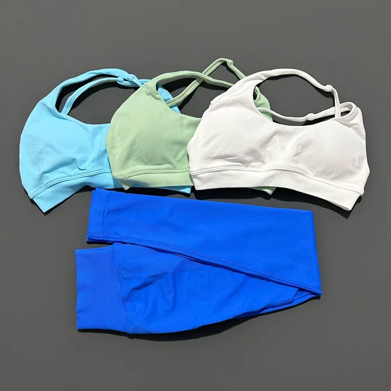 

2 piece Impact Sports Set Woman Impact Brassiere Bra High Waist Seamless Long Leggings Exerxise Running Sportwear Gym Sets