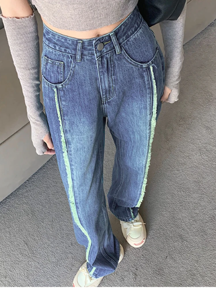 Jeans donna blu Y2k Harajuku anni '90 estetica Streetwear pantaloni larghi in Denim pantaloni Jeans Vintage 2000s vestiti alla moda Trashy 2024