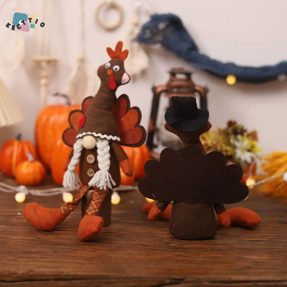 

Creative Thanksgiving Turkey Statue Funny Unique Leg Hanging Turkey Doll Exquisite Handmade Miniature Figurine Sculpture Props