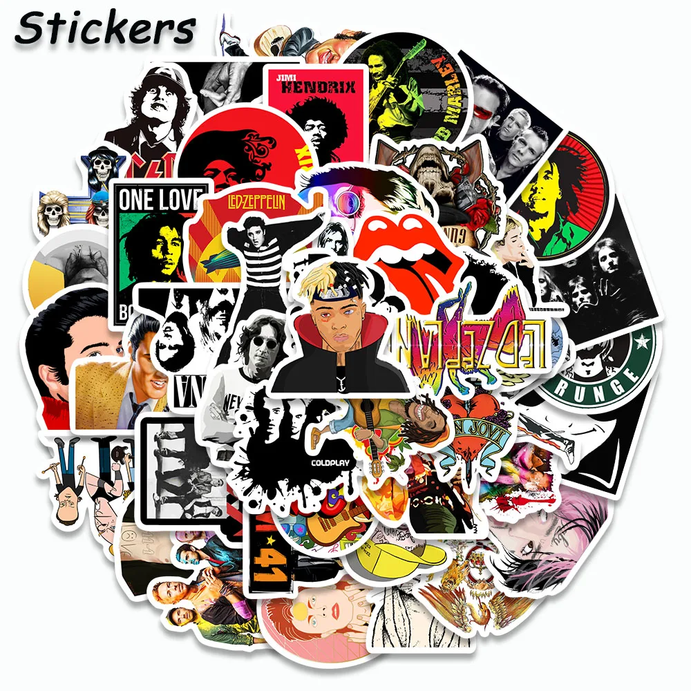 Imagem -02 - Desenhos Animados Rock Character Adesivos Impermeáveis Decalques Graffiti Estilo Punk Laptop Copa Skate Mala Guitarra 50 Pcs