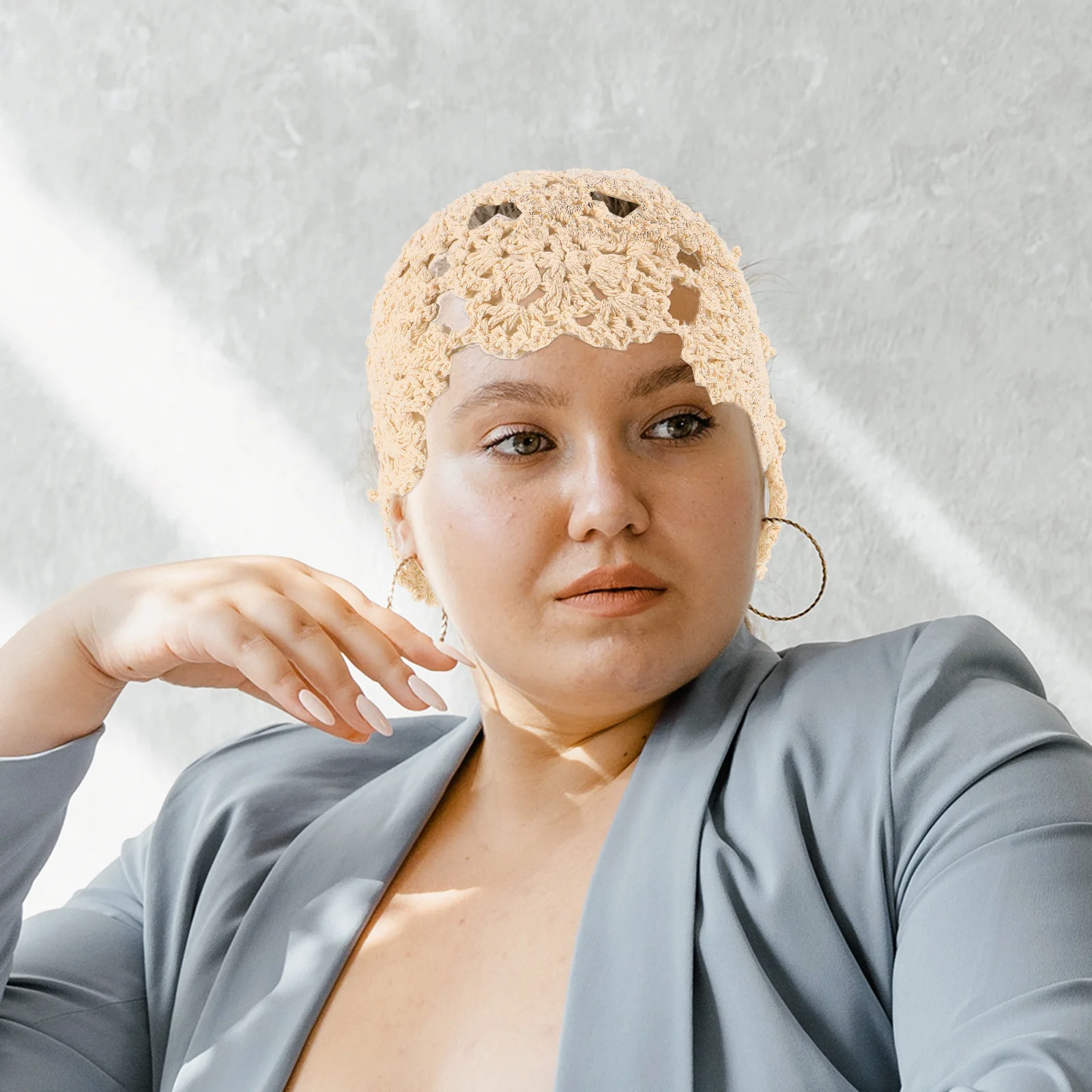 

Thin Summer Knitted Beanie Hat Lightweight Handmade Cotton Crochet Hat for Women Casual Summer Headwear Hats for Women