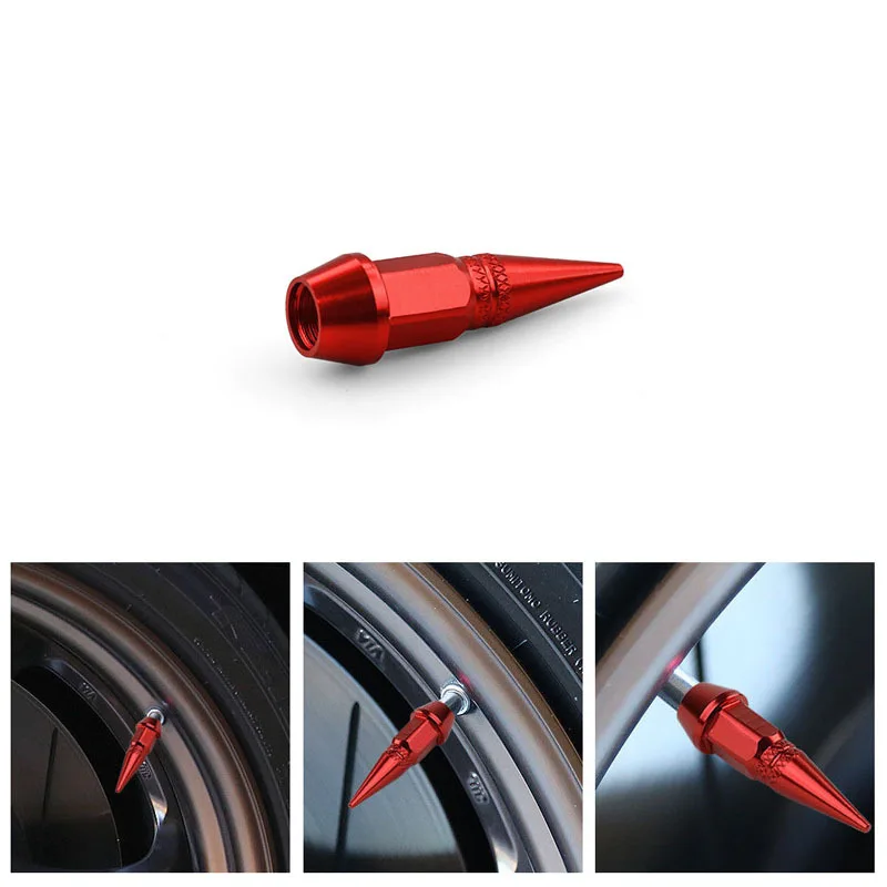 1/4Pcs Bullet Valve Caps Car Motorcycle Wheel Tire Valve Caps Dustproof Cover 45mm Spiked Valve Caps Auto Exterior Accessories