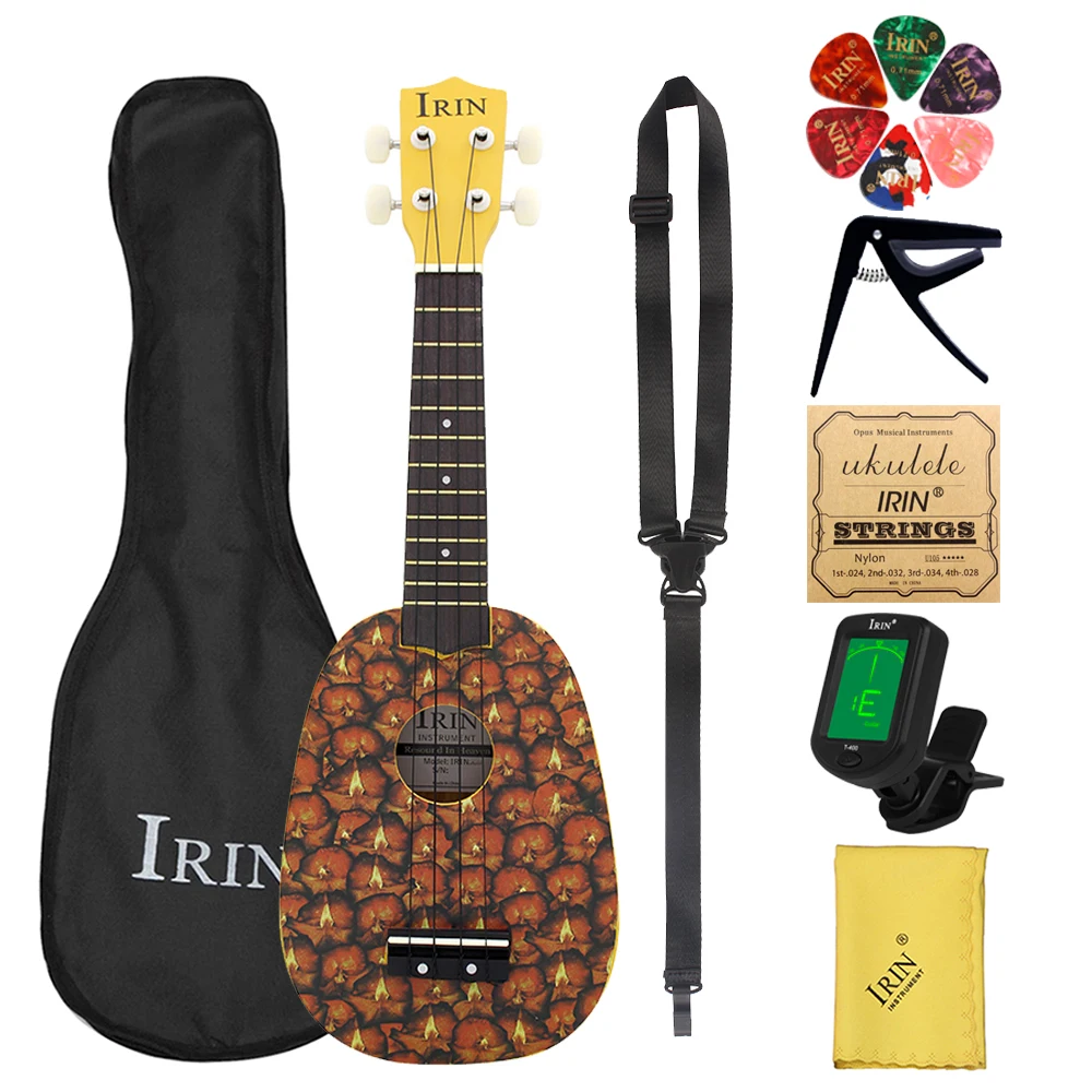 

IRIN 21 Inch Ukulele Pineapple Fruit Hawaiian Guitar Musical Instrument 4 Strings Basswood Ukulele Soprano Guitar Tuner Capo