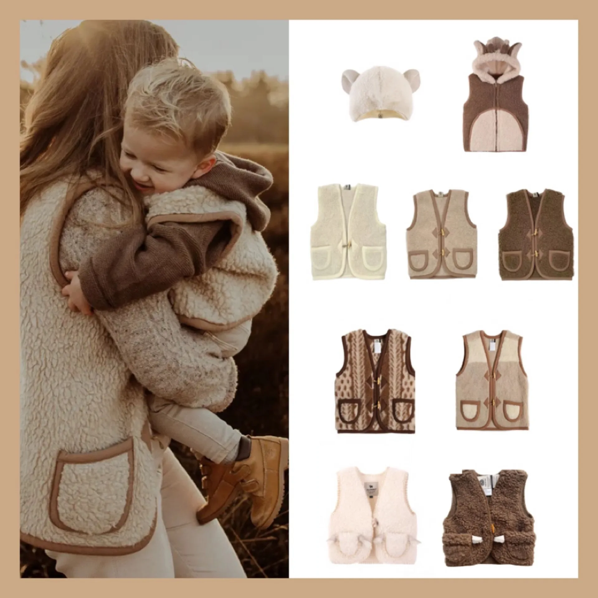 Autumn Winter Kids Waistcoat Wool Vest Unisex Baby Boys Girl Open Cardigan Vintage Cute Outerwear in Stock