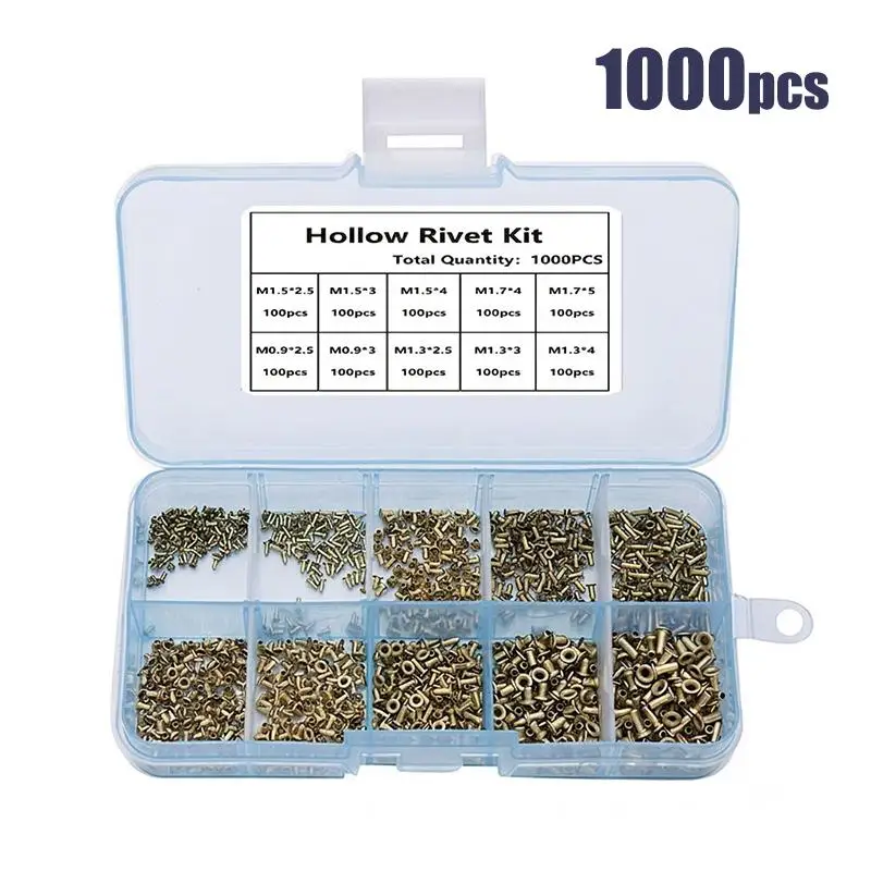 M0.9 M1.3 M1.5 M1.7 Through Hole Rivets Hollow Grommets Brass Plated Metal PCB Circuit Board Nails(Pack Of 1000)