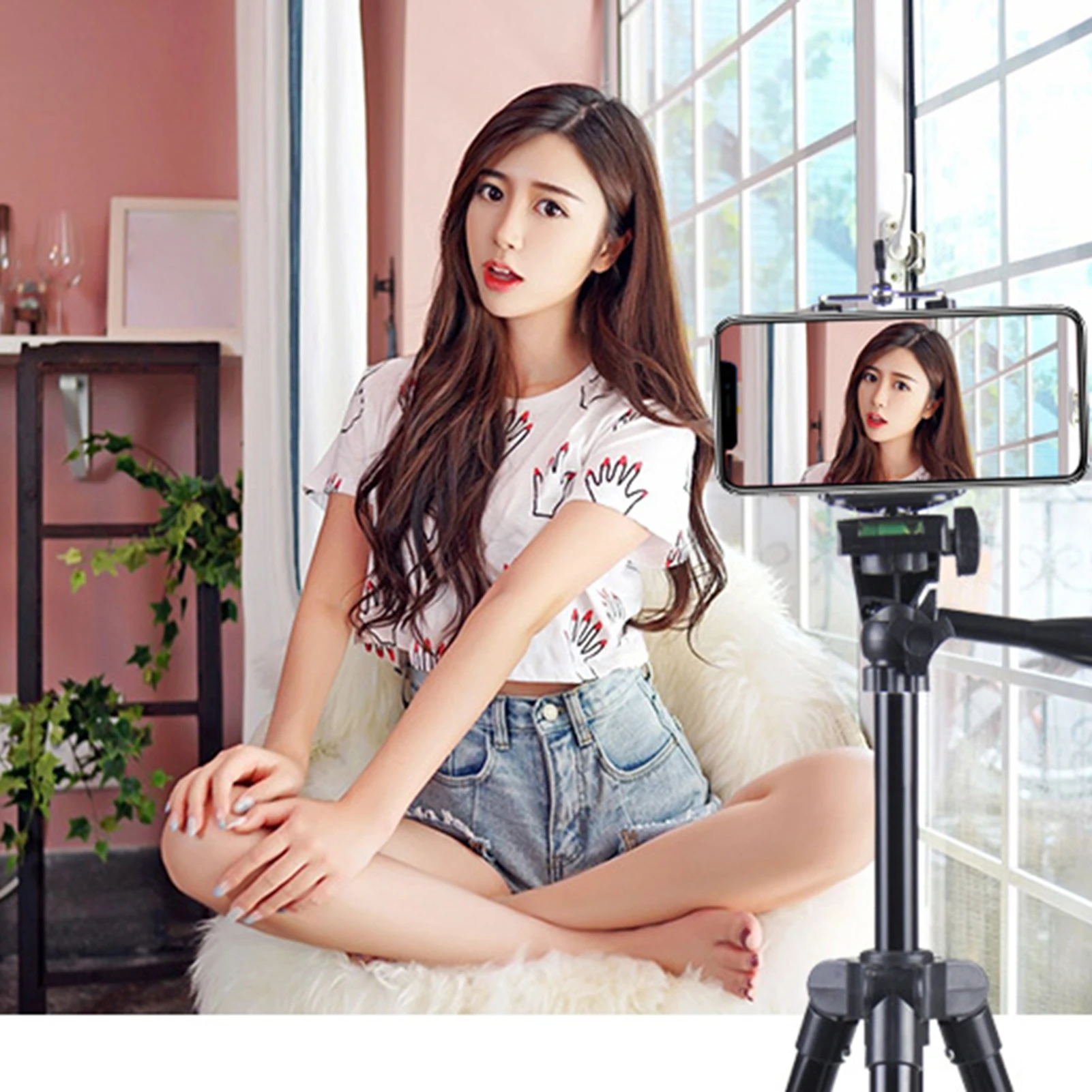 Soporte de cámara con cabezal giratorio, montaje de liberación rápida para transmisión en vivo