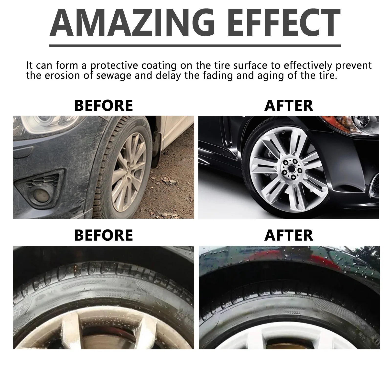 CHEINFOO Car Tire Refurbishment Wax, Black And Bright Coating Paste, Tire Darkening Gloss Durable Bright Decontamination Cleaner