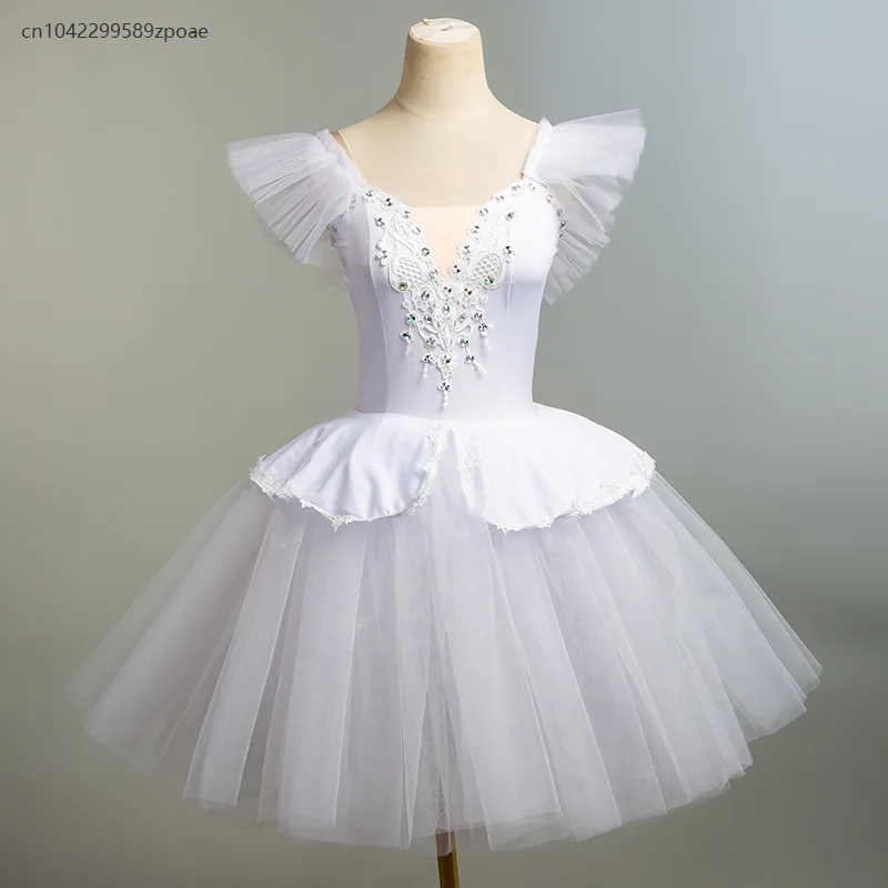Robe longue Tutu de Ballet bleue pour enfants, Costume de spectacle de danse du cygne pour filles, robe de danse du ventre à bretelles, 2025