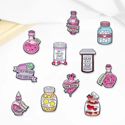 Creative Trendy Cartoon Magic Bottle Oil Drop Lapel Brooch Badge Pin Denim Bag Gift Men Women Fashion Jewelry Accessories