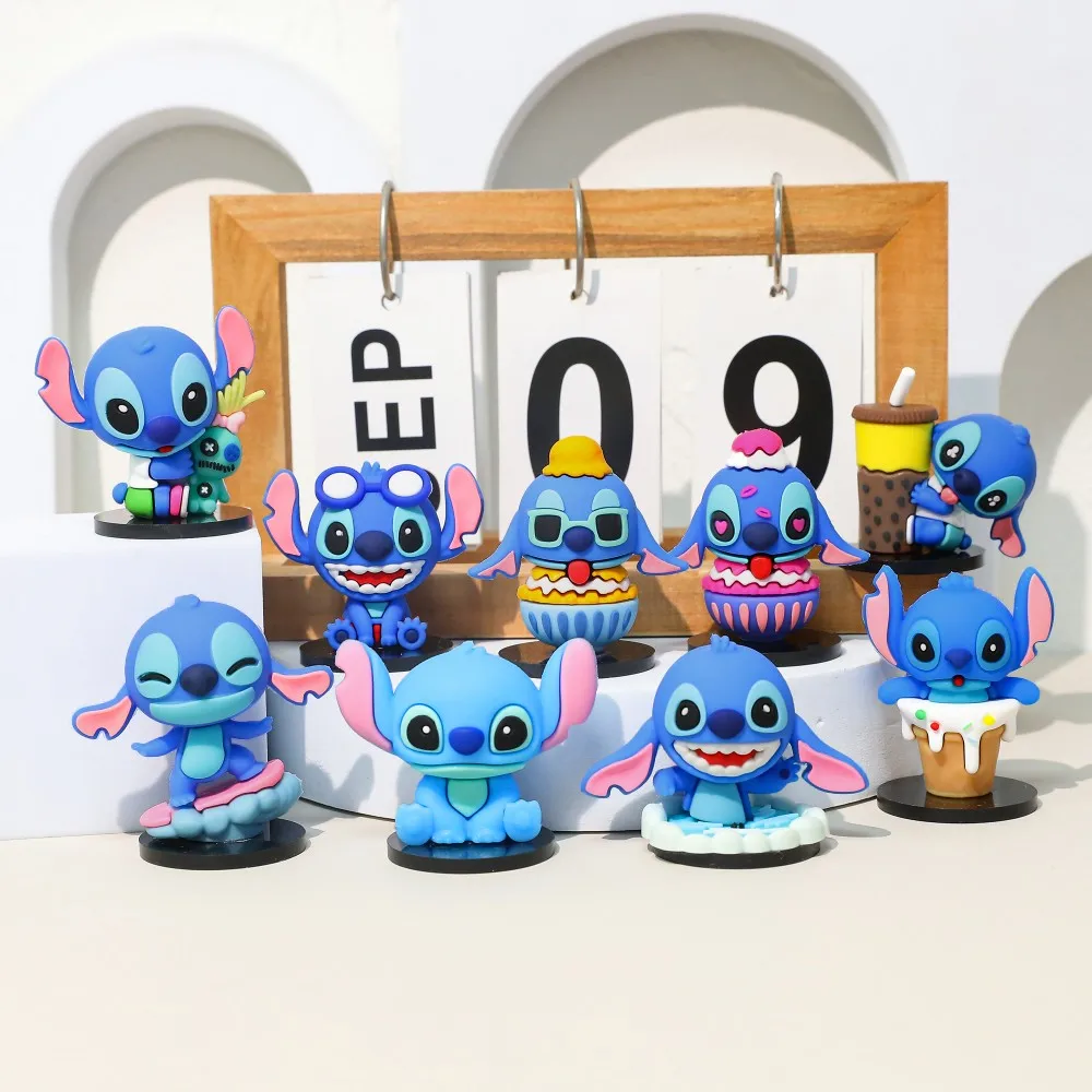 

9Pcs/Set Cartoon Anime Lilo & Stitch Action Figure Model With a Base - Desktop Ornament Collection Birthday Decoration Kids Toys