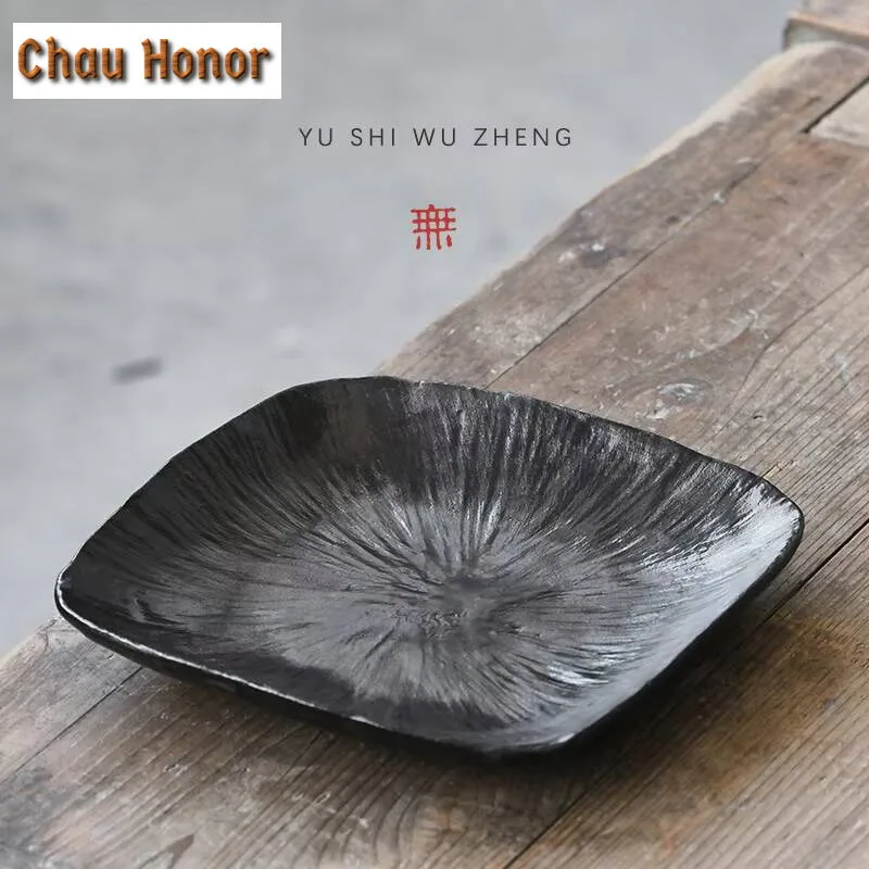 

Японская керамическая обеденная тарелка ручной работы, керамические горшки для суши, овощей, сухая подставка для замачивания фруктов